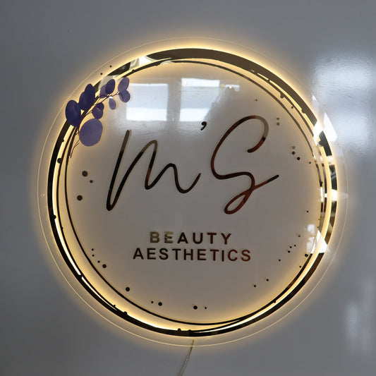 Business Neon Sign | Mirror Neon Sign | Acrylic Custom Logo Decoration