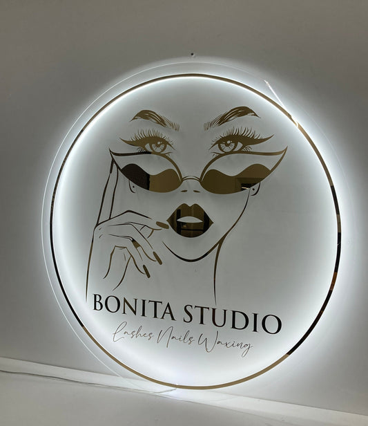 Business Neon Sign | Mirror Neon Sign | Acrylic Custom Logo Decoration