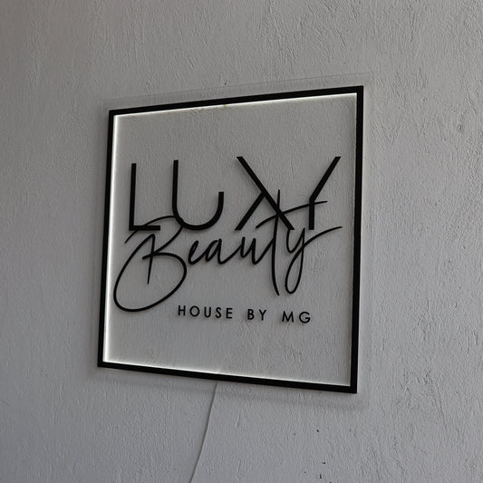 Square Business Neon Sign | Mirror Neon Sign | Acrylic Custom Logo Decoration