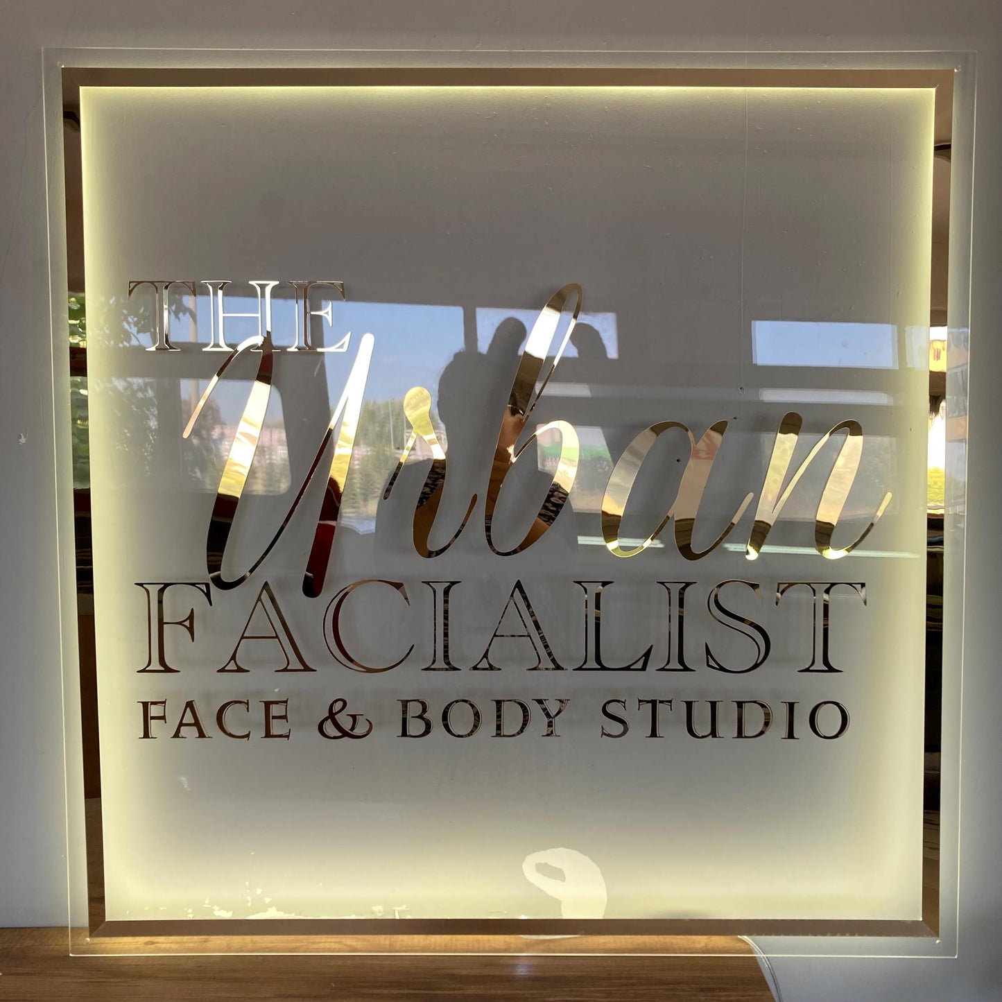 Square Custom Neon Sign For Business Decor | Clear Acrylic Sign