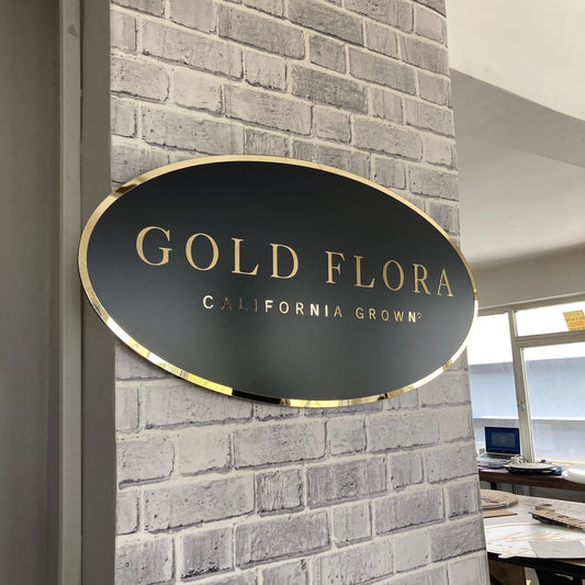 Custom Oval Sign For Business Decor | Black Background Mirror Sign