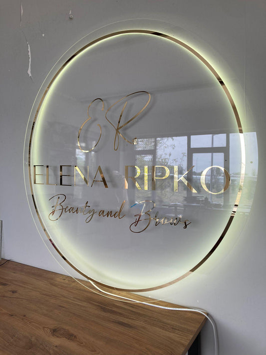 Custom 3D Business Logo Sign, Backlit Acrylic Sign, Personalized Business Name Sign, Salon Wall Decor, Office Sign, Storefront Sign
