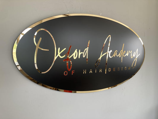 Business Oval Mirror Logo Sign, Custom 3D Acrylic Sign, Modern Office Wall Decor, Personalized Company Logo, Reception Desk Sign