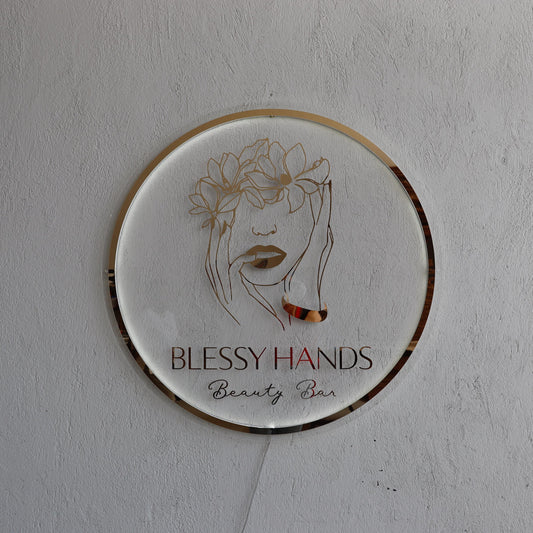 Clear Acrylic Custom Neon Sign, Backlit Acrylic Sign, Personalized Business Name Sign, Salon Wall Decor, Office Sign, Storefront Sign