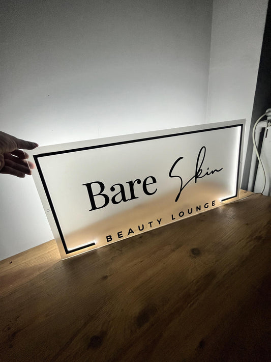 Frosted Acrylic Rectangle Custom Neon Sign, Backlit Acrylic Sign, Personalized Business Name Sign, Salon Wall Decor, Office Sign, Store Sign