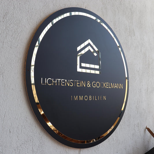 Business Round Mirror Logo Sign, Custom 3D Acrylic Sign, Modern Office Wall Decor, Personalized Company Logo, Reception Desk Sign