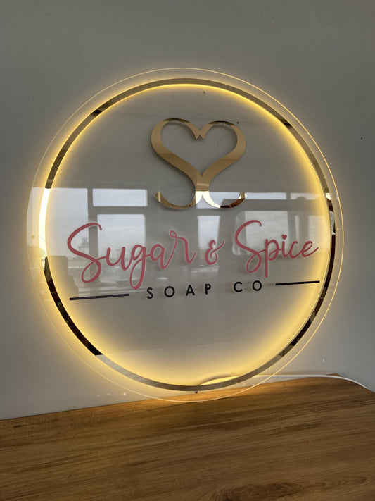 Custom 3D Business Logo Sign, Backlit Acrylic Sign, Personalized Business Name Sign, Salon Wall Decor, Office Sign, Storefront Sign
