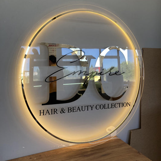 Custom 3D Business Logo Sign, Backlit Acrylic Sign, Personalized Business Name Sign, Salon Wall Decor, Office Sign, Storefront Sign