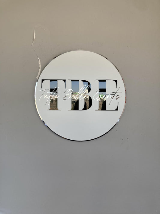 Business Round Mirror Logo Sign, Custom 3D Acrylic Sign, Modern Office Wall Decor, Personalized Company Logo, Reception Desk Sign