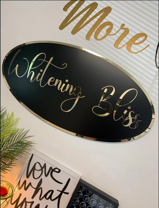 Business Oval Mirror Logo Sign, Rose Gold Mirror Custom 3D Acrylic Sign, Modern Office Wall Decor, Personalized Company Logo, Reception Sign