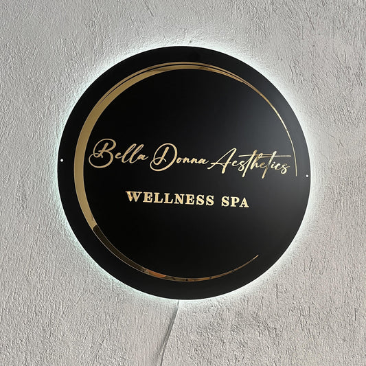 Custom Black Neon Business Logo Sign, Backlit Acrylic Sign, Personalized Business Name Sign, Salon Wall Decor, Office Sign, Storefront Sign