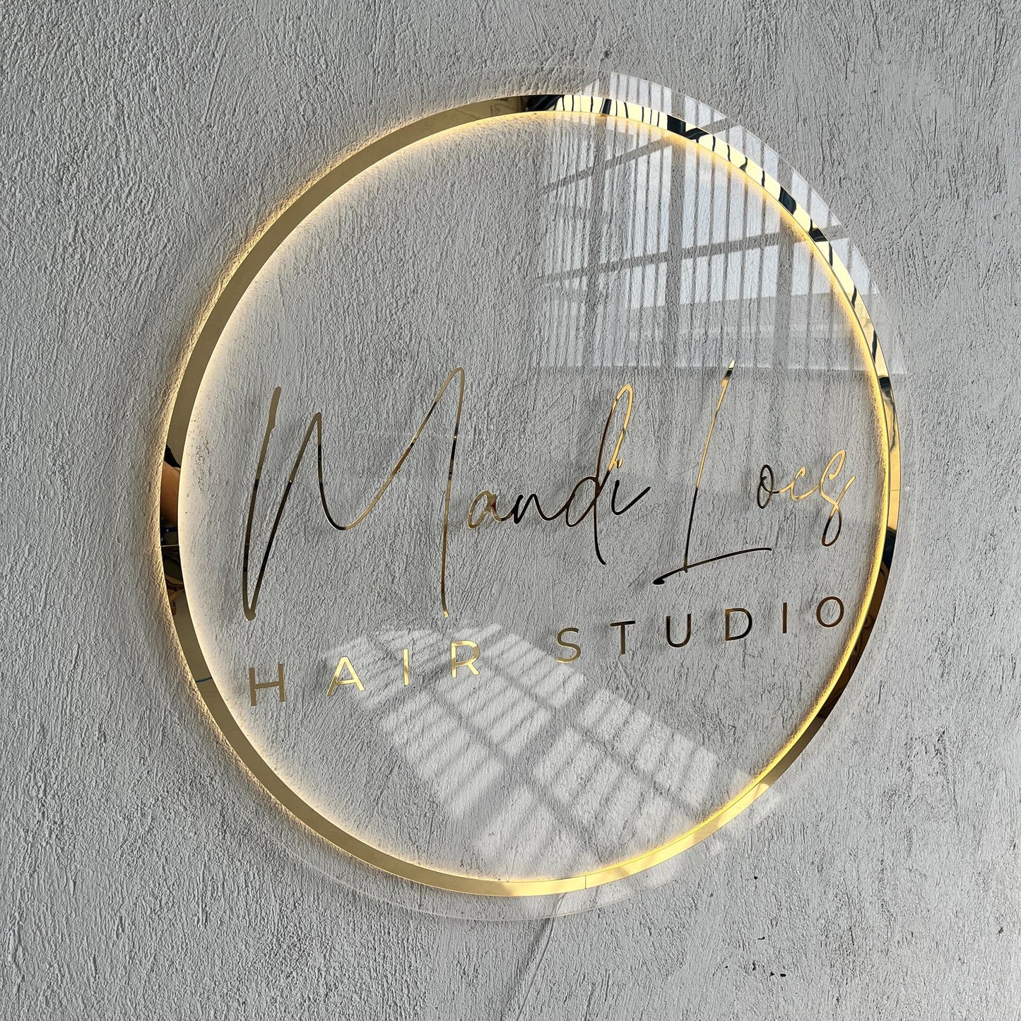 Gold Mirror Custom Sign Business Logo, Backlit Acrylic Sign, Personalized Business Name Sign, Salon Wall Decor, Office Sign, Storefront Sign