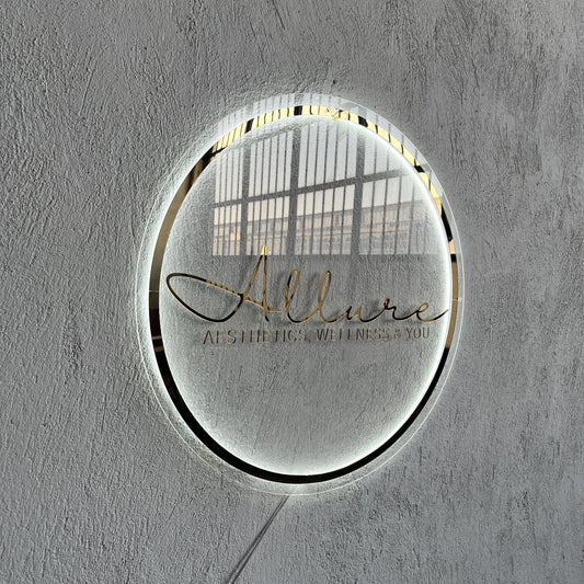 Clear Acrylic Custom Neon Sign, Backlit Acrylic Sign, Personalized Business Name Sign, Salon Wall Decor, Office Sign, Storefront Sign