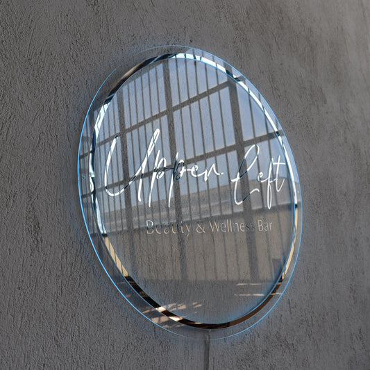 Silver Mirror Custom Sign Business Logo, Backlit Acrylic Sign, Personalized Business Name Sign, Salon Wall Decor, Office Sign, Store Sign