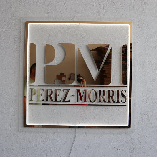 Clear Acrylic Square Custom Neon Sign, Backlit Acrylic Sign, Personalized Business Name Sign, Salon Wall Decor, Office Sign, Storefront Sign