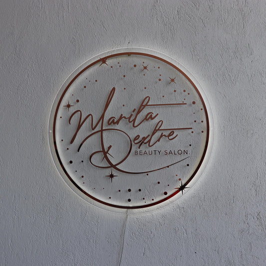 Clear Acrylic Custom Neon Sign, Backlit Acrylic Sign, Personalized Business Name Sign, Salon Wall Decor, Office Sign, Storefront Sign