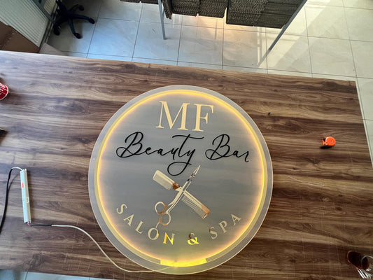 Frosted Custom Business Sign Logo, Backlit Acrylic Sign, Personalized Business Name Sign, Salon Wall Decor, Office Sign, Storefront Sign