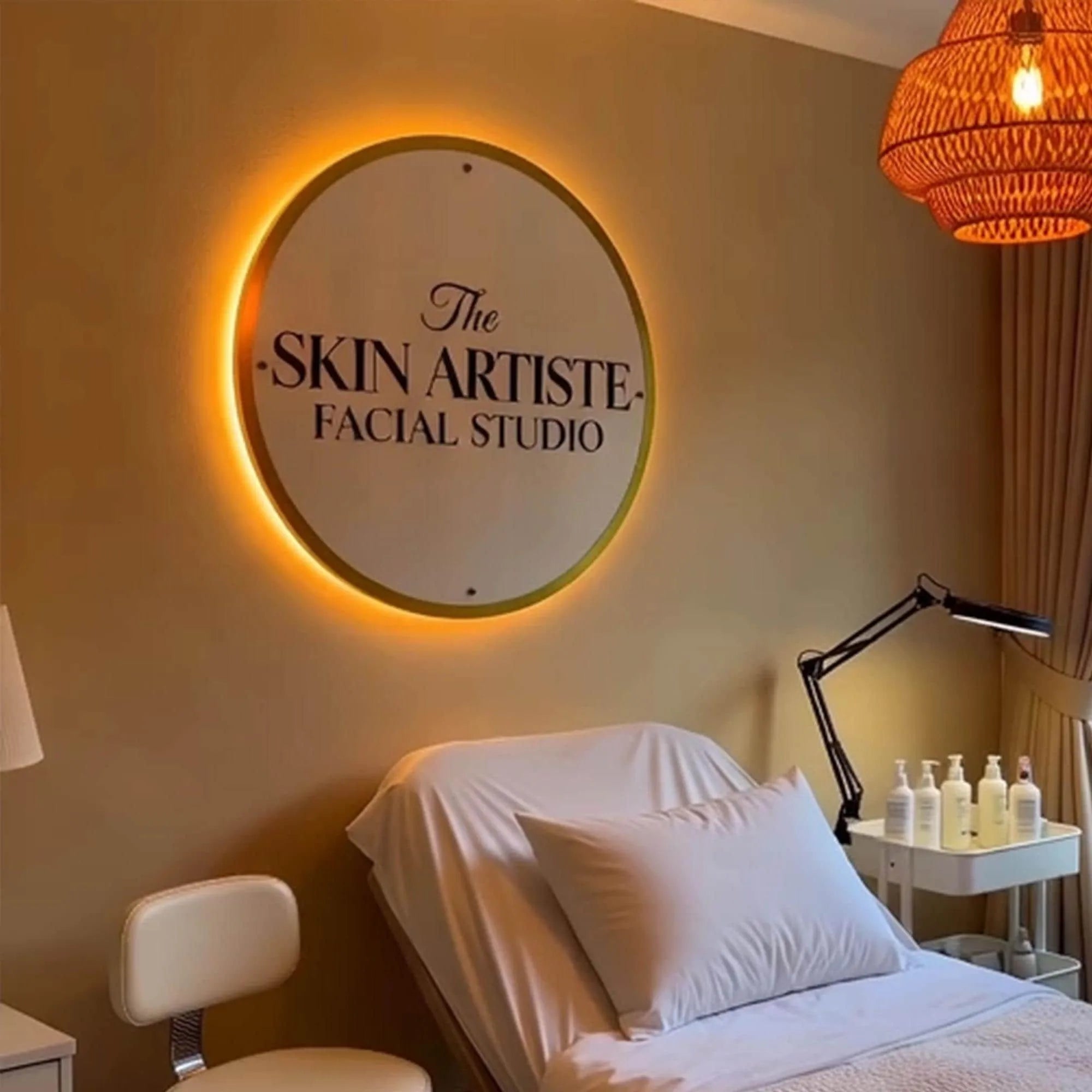 Custom Solid White Acrylic Round Neon Sign, Circle Shape with Solid Matte White Background Business Logo Display Salon Spa Decor hc7kuk-m2.myshopify.com