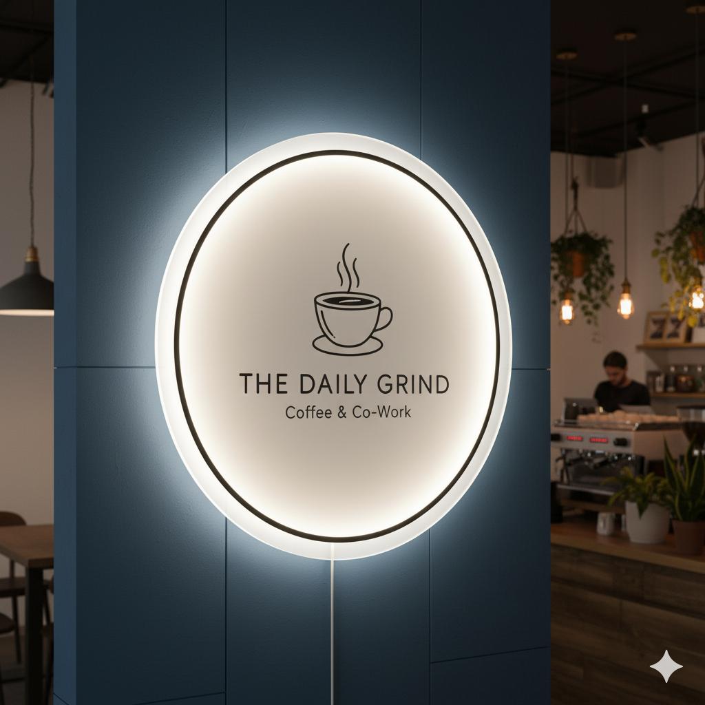 Custom Solid White Acrylic Round Neon Sign, Circle Shape with Solid Matte White Background Business Logo Display Salon Spa Decor hc7kuk-m2.myshopify.com