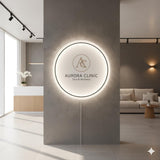 Custom Solid White Acrylic Round Neon Sign, Circle Shape with Solid Matte White Background Business Logo Display Salon Spa Decor hc7kuk-m2.myshopify.com