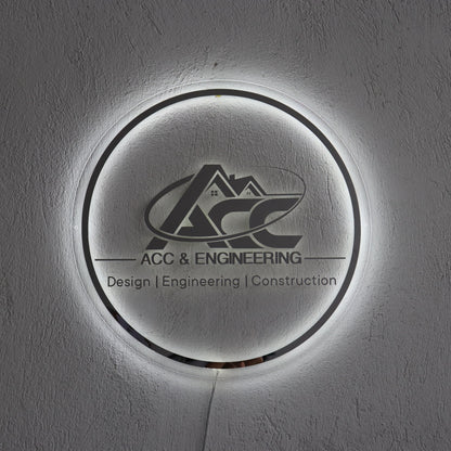 Custom Silver Neon Sign Business Logo, Backlit Acrylic Sign, Personalized Business Name Sign, Salon Wall Decor, Office Sign, Storefront Sign