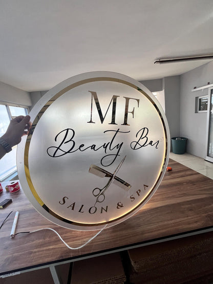 Frosted Custom Business Sign Logo, Backlit Acrylic Sign, Personalized Business Name Sign, Salon Wall Decor, Office Sign, Storefront Sign