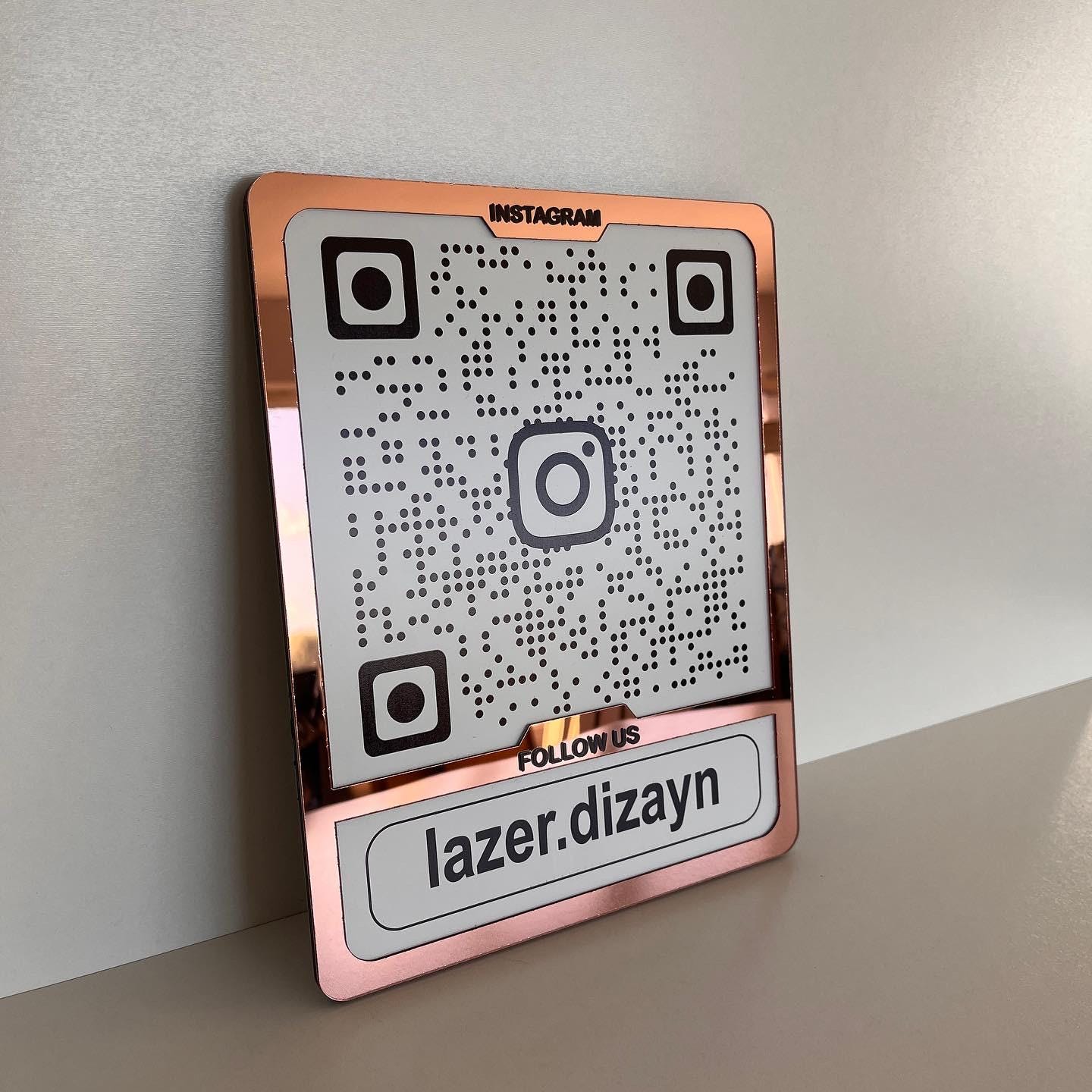 Custom Instagram QR Code Sign for Business, Laser Engraved Acrylic Social Media Plaque, Qr Code Sign For Business
