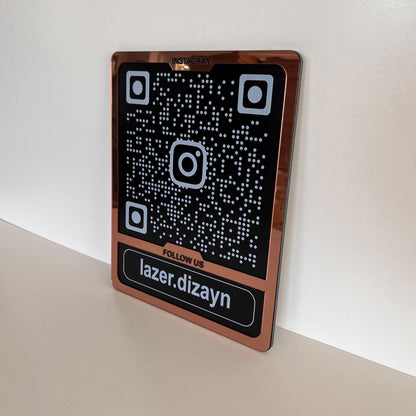 Custom Instagram QR Code Sign for Business, Laser Engraved Acrylic Social Media Plaque, Qr Code Sign For Business