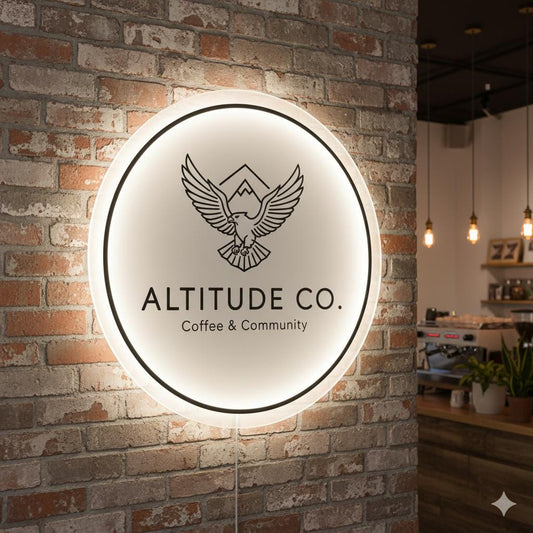 Custom Frosted Acrylic Round Neon Sign, Circle Shape with Frosted Background Business Logo Display Salon Spa Decor