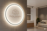 Custom Solid White Acrylic Round Neon Sign, Circle Shape with Solid Matte White Background Business Logo Display Salon Spa Decor