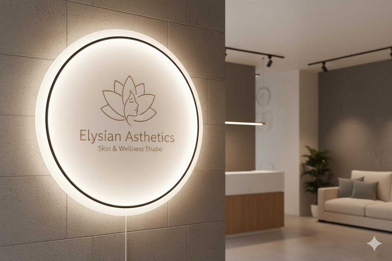 Custom Frosted Acrylic Round Neon Sign, Circle Shape with Frosted Background Business Logo Display Salon Spa Decor