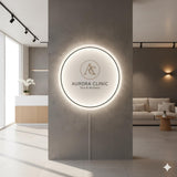 Custom Frosted Acrylic Round Neon Sign, Circle Shape with Frosted Background Business Logo Display Salon Spa Decor