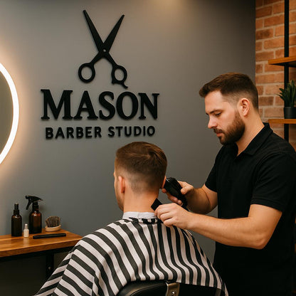 Custom Hair Salon Studio Sign for Wall Decor, Modern Personalized Beauty Salon Business Logo Signage for Hairdresser Barbershop