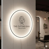 Custom Frosted Acrylic Round Neon Sign, Circle Shape with Frosted Background Business Logo Display Salon Spa Decor