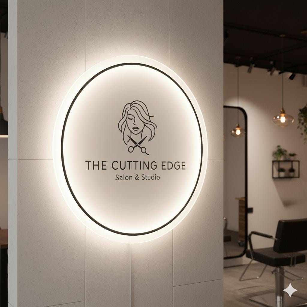 Custom Frosted Acrylic Round Neon Sign, Circle Shape with Frosted Background Business Logo Display Salon Spa Decor