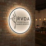 Custom Solid White Acrylic Round Neon Sign, Circle Shape with Solid Matte White Background Business Logo Display Salon Spa Decor