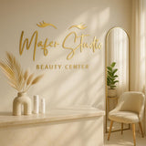 Gold Mirror Sign, Reception Logo Sign, Beauty Salon Sign, Laser Cut Logo Sign, 3D Business Sign, Business Signboard, Aesthetic Salon Sign