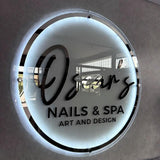 Custom Clear Acrylic Neon Business Sign – Personalized LED Sign – 3D LED Round Sign - Acrylic Neon Sign - Personalized Wall Decor Sign