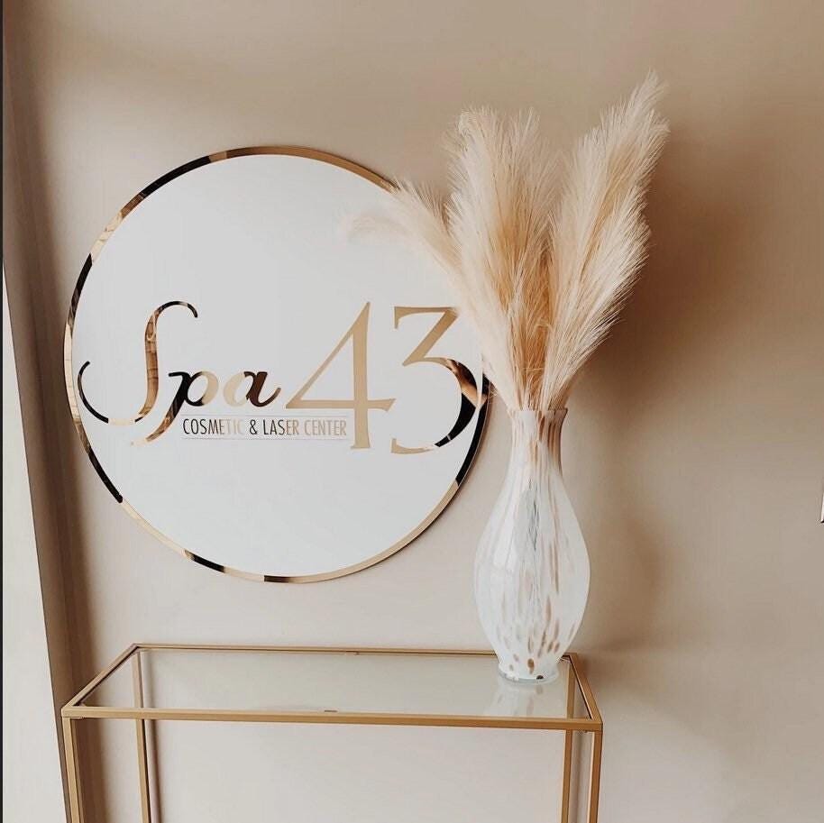 Custom Round Acrylic Salon Sign with Metal Backing, Personalized Business Logo for Spa, Esthetician Room or Beauty Studio Wall Decor