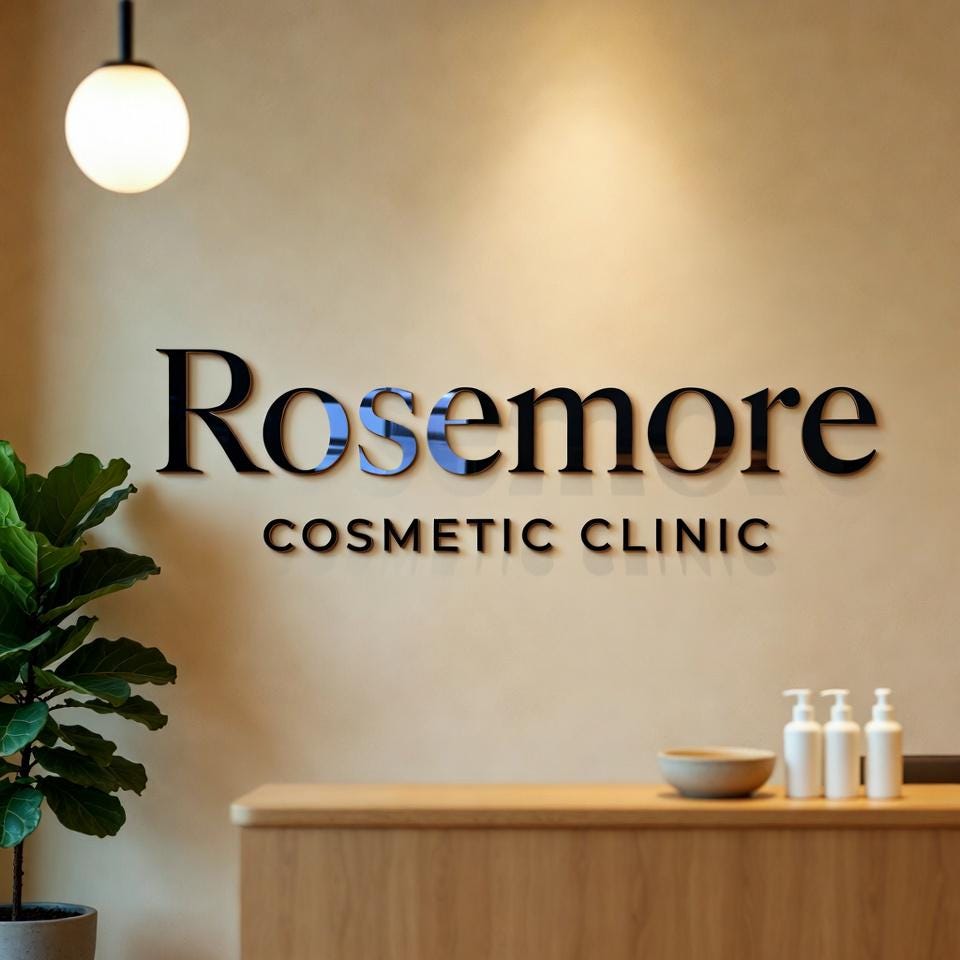 Modern 3D Acrylic Clinic Sign with Black Gloss Letters for Cosmetic Office Branding and Elegant Reception Wall Decoration