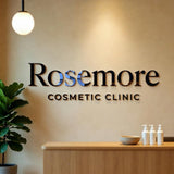 Modern 3D Acrylic Clinic Sign with Black Gloss Letters for Cosmetic Office Branding and Elegant Reception Wall Decoration