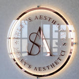 Custom Clear Acrylic Neon Business Sign – Personalized LED Sign – 3D LED Round Sign - Acrylic Neon Sign - Personalized Wall Decor Sign
