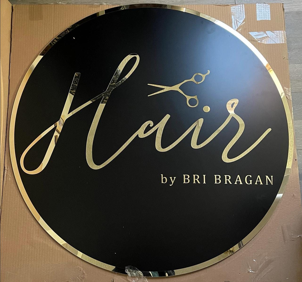 Custom Round Acrylic Salon Sign with Metal Backing, Personalized Business Logo for Spa, Esthetician Room or Beauty Studio Wall Decor