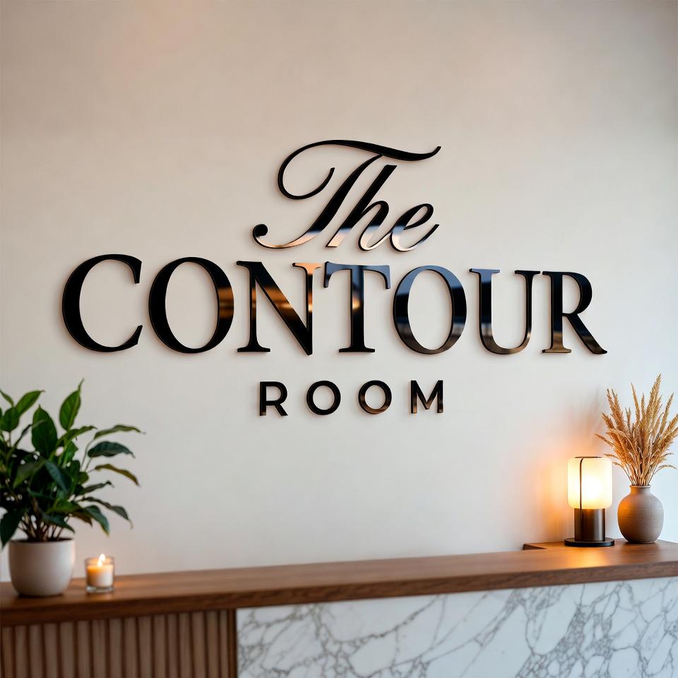 Modern 3D Acrylic Clinic Sign with Black Gloss Letters for Cosmetic Office Branding and Elegant Reception Wall Decoration