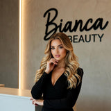 Custom Hair Salon Logo Wall Sign in Black Acrylic with Scissors and Comb Design for Botanical Studio Branding and Interior Decor