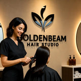 Custom Hair Salon Studio Sign for Wall Decor, Modern Personalized Beauty Salon Business Logo Signage for Hairdresser Barbershop