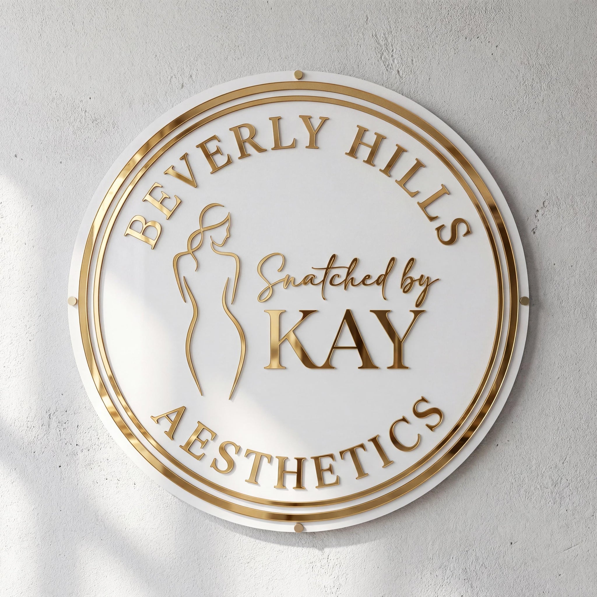 Custom Round Acrylic Salon Sign with Metal Backing, Personalized Business Logo for Spa, Esthetician Room or Beauty Studio Wall Decor