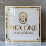 Custom Square Acrylic Salon Sign, Personalized Beauty Studio Wall Logo, Business Name Sign for Esthetician, Spa or Nail Room Decor