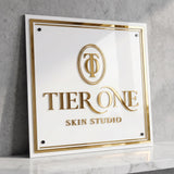 Custom Square Acrylic Salon Sign, Personalized Beauty Studio Wall Logo, Business Name Sign for Esthetician, Spa or Nail Room Decor