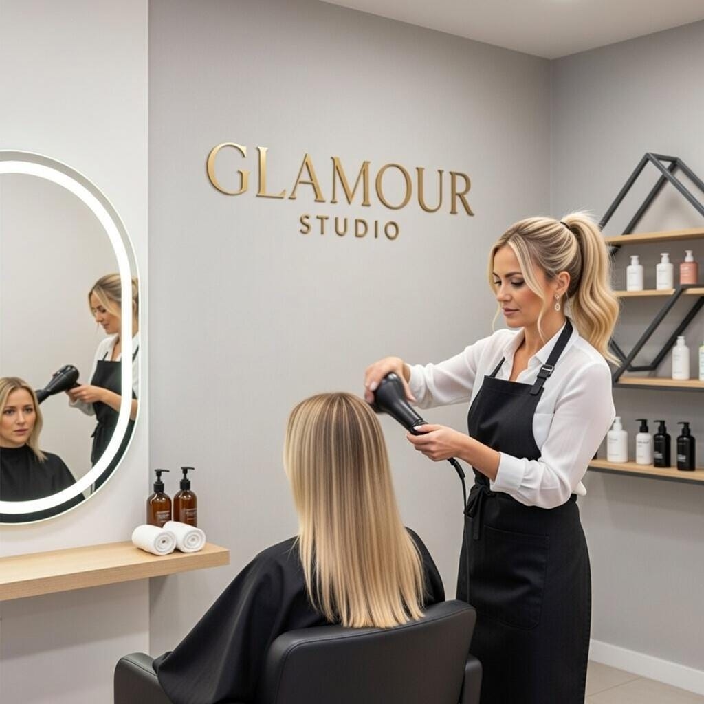 Gold Mirror Business Sign | Custom Acrylic Logo for Wall | 3D Salon & Office Decor | 6mm Thickness